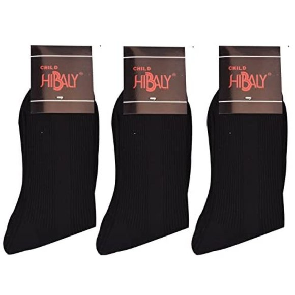 Hibaly Boy's Solid Color Ribbed Crew Dress Socks - Picture 1 of 1